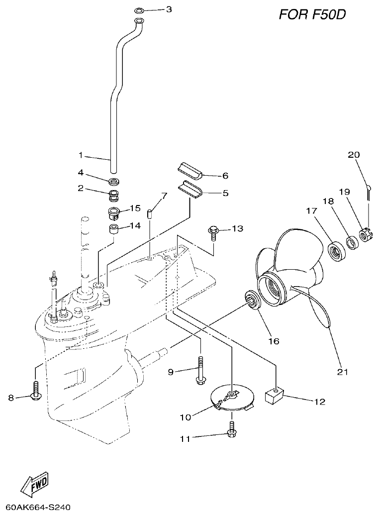 Yamaha F50DET, FT50CET LOWER CASING & DRIVE 2 parts diagram